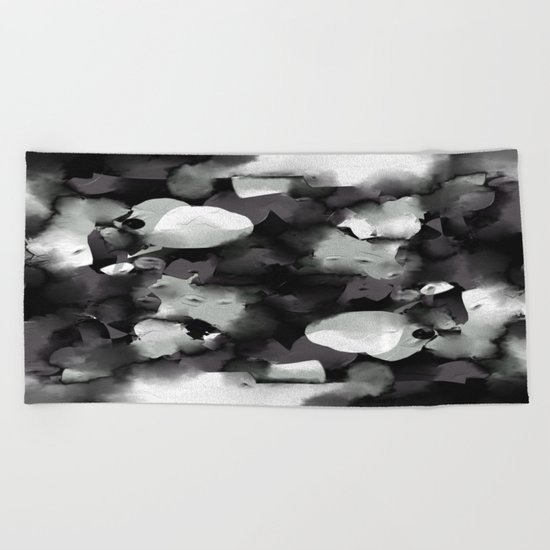 Raw Paint 2 - Black And White Beach Towel