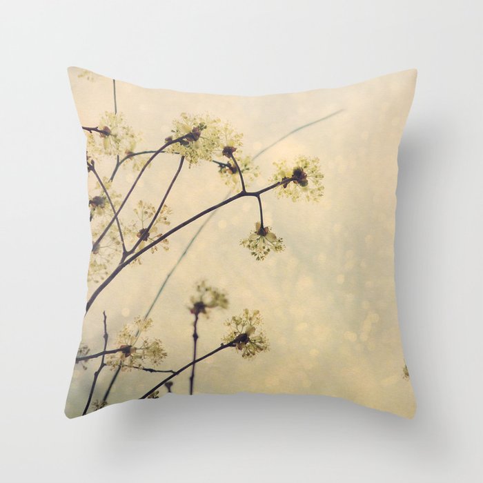 Spring Branches In White Botanical Throw Pillow By