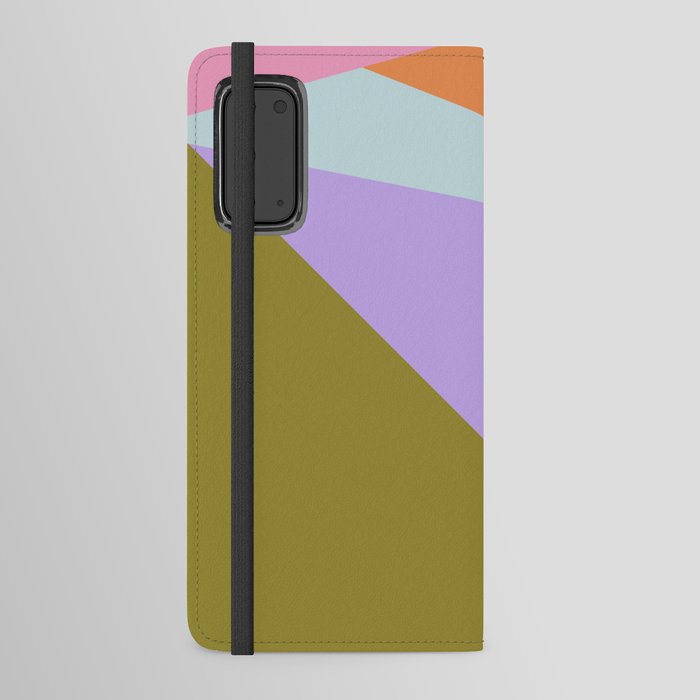 Geometric Abstraction in Purple Moss and Coral Android Wallet Case