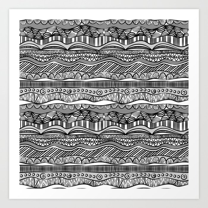 Black and white ethnic pattern art print Black and white ethnic pattern art print