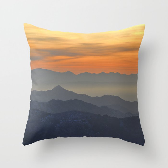 Mountains. Foggy sunset Throw Pillow by Guido Montañés Society6