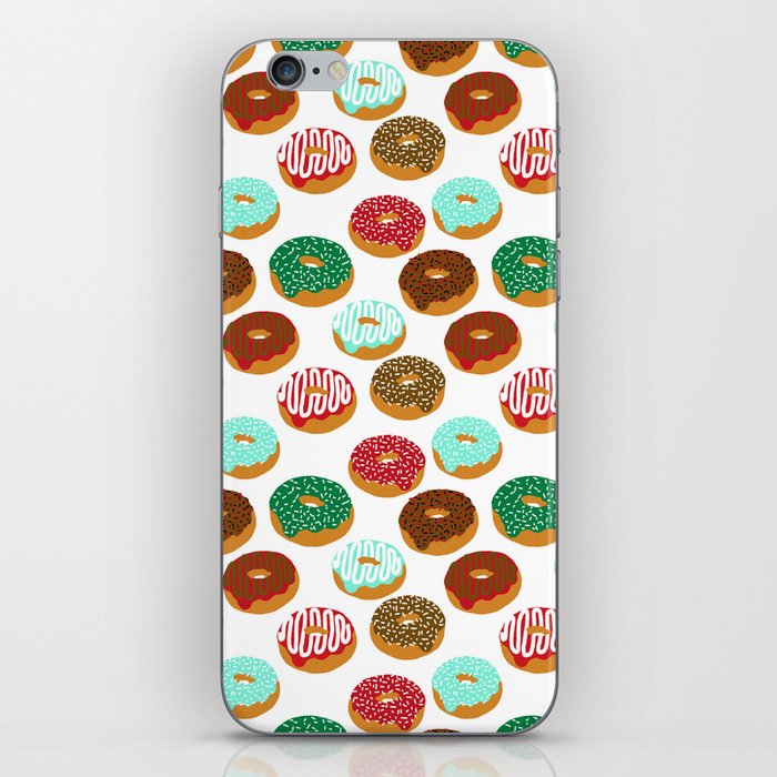 Christmas festive donuts holiday dessert junk food foodie pattern print red and green iPhone Skin