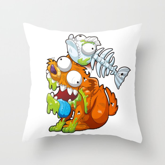 Zombie dog and dead fish smashers Throw Pillow