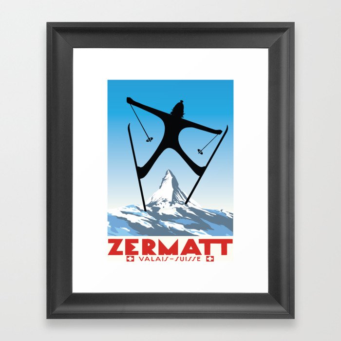 Zermatt,Valais,Suisse,Ski Poster Framed Art Print