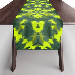 Tie dye neon green Shibori style design large scale Table Runner
