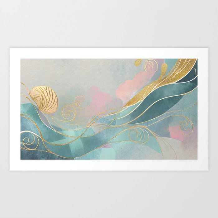 Gold and Blue Abstract Art Print