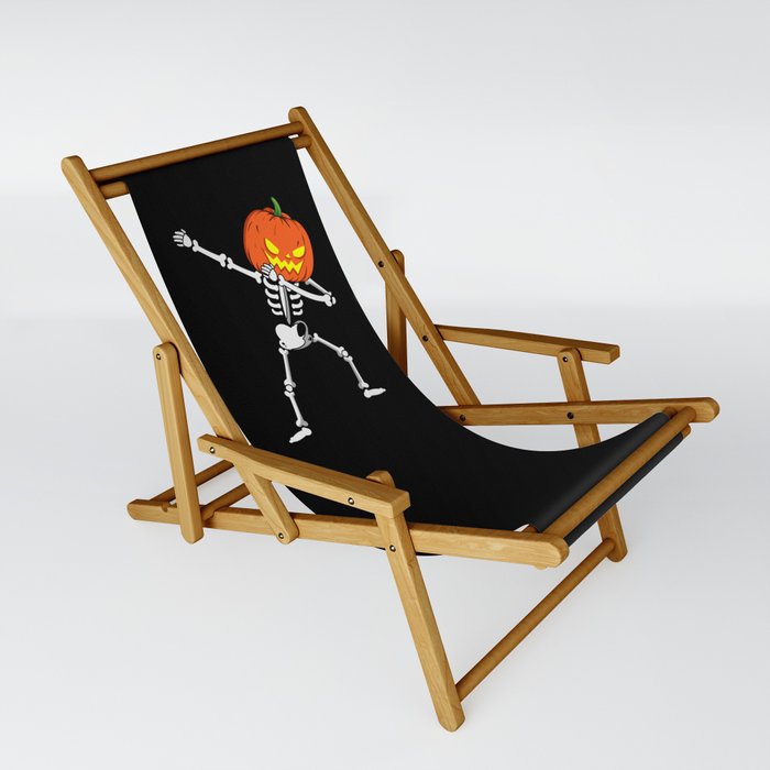 Dabbing Skeleton Pumpkin Halloween Sling Chair