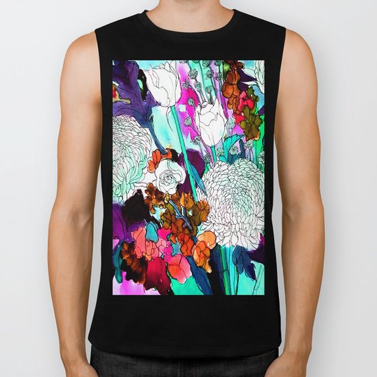 forest flowers 3 Biker Tank