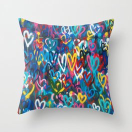 Graffiti Hearts Love (Color) Throw Pillow