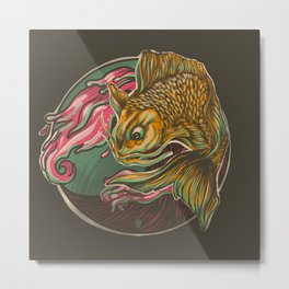 Japanese Fish Metal Print | Grunge, Lineart, Graphicdesign, Awesome, Curvy, Tattoo, Fish, Colors, Drawing, Line 