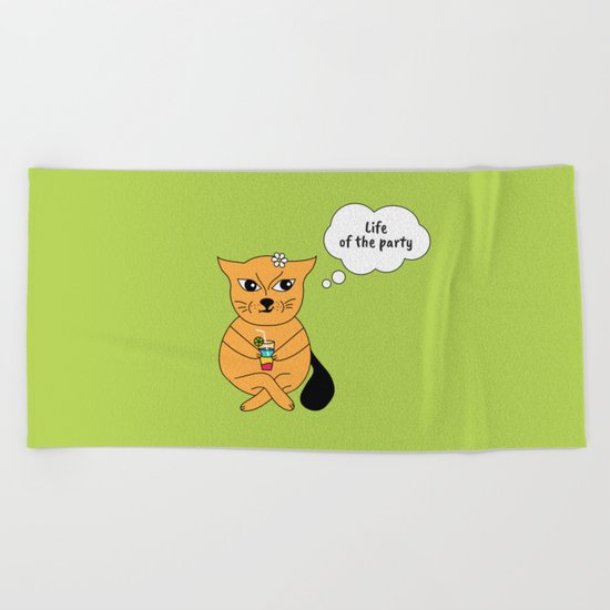 Beatrice. The cat that thinks... Party Beach Towel