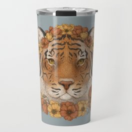 Tiger and Flowers Travel Mug