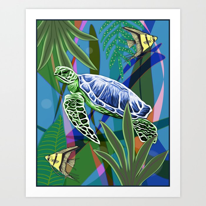 Sea Turtle Fantasy Scene #3 Art Print