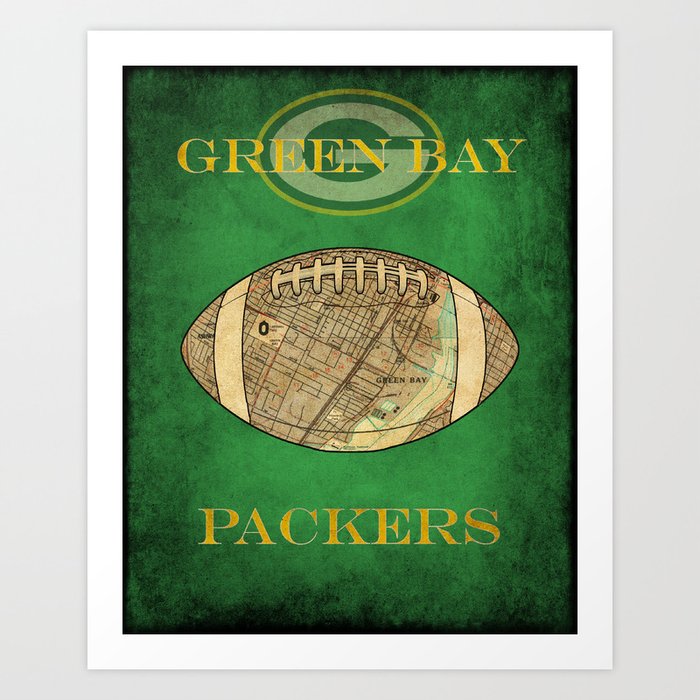 A Packers poster with the stadium map superimposed on a football soc5 Art Print