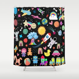 Astronaut and space pattern gift for kids Shower Curtain