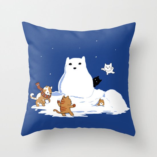 Snowcat Throw Pillow