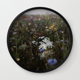 Big wild flower field | Fine art photo print wild flowers Wall Clock