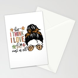 Love for fall messy bun leaves design Stationery Card