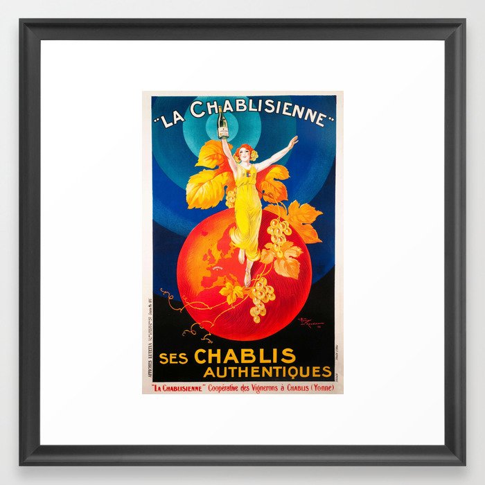 Vintage Poster - La Chablisienne, Ses Chablis Authentiques - Vintage French Advertising Poster Framed Art Print