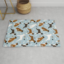 Boxer Dog Paws and Bones Pattern Area & Throw Rug