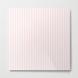 Thin Lush Blush Pink and White Mattress Ticking Stripes Metal Print