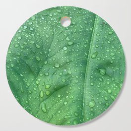 Raindrops on Green Leaf Cutting Board