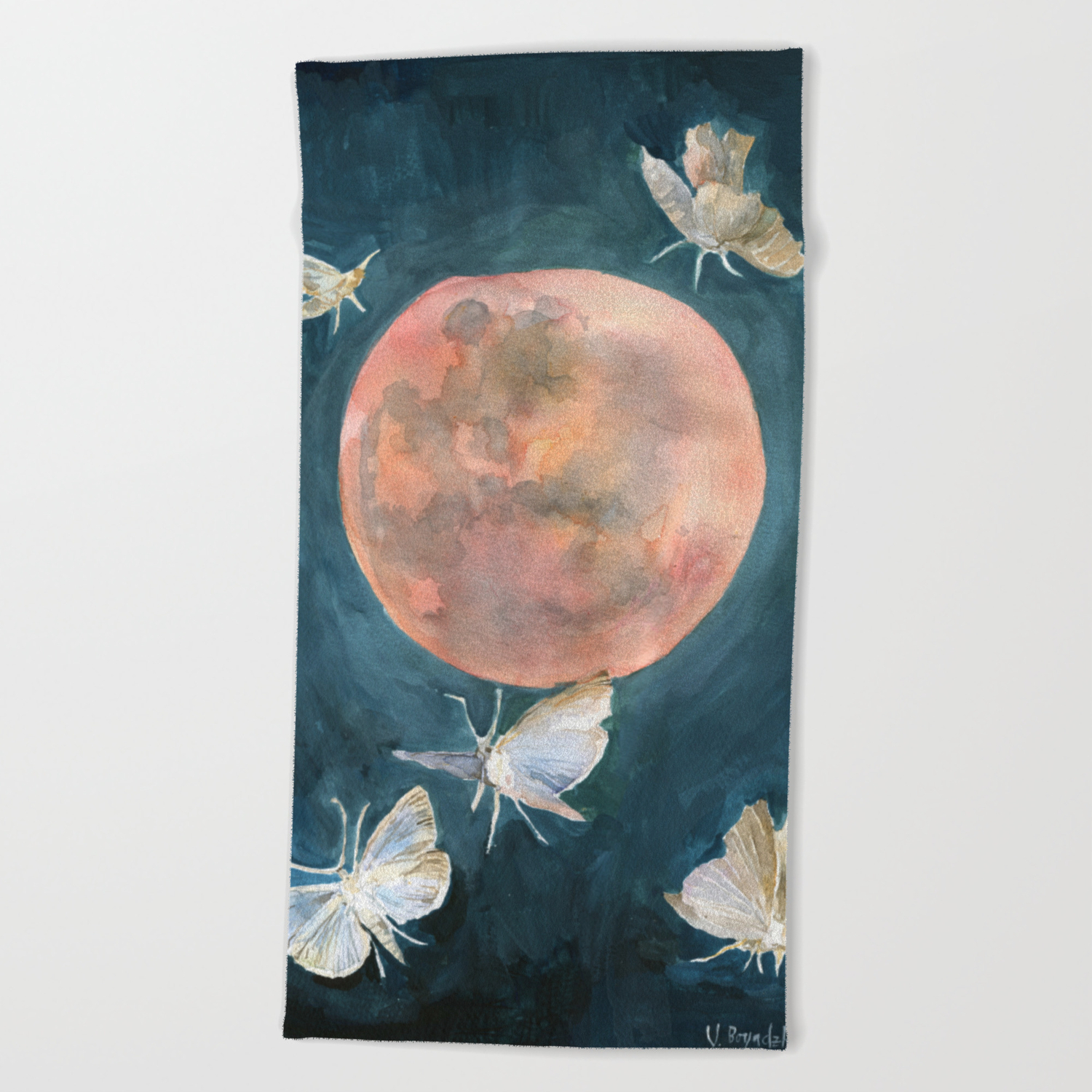 Drop Of Red Blood Full Moon Night Sky Beach Towel By