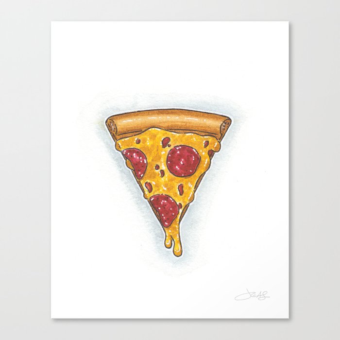 Pepperoni Pizza Slice Watercolor Print Canvas Print By Pickledgiraffe Society6