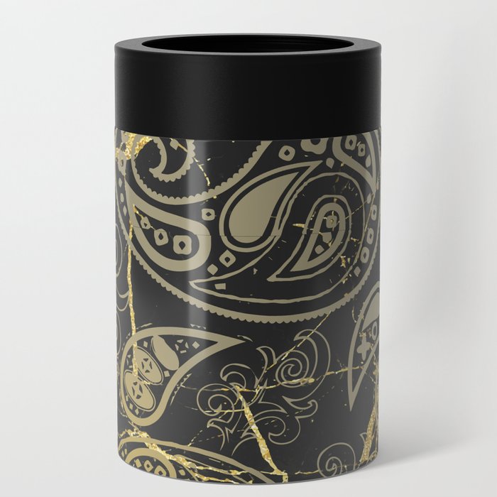 Black Marble Paisley Can Cooler