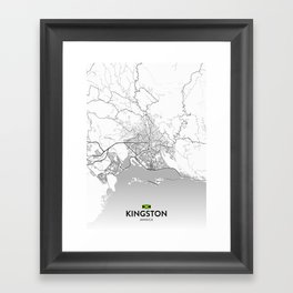Kingston, Jamaica - Light City Map Framed Art Print