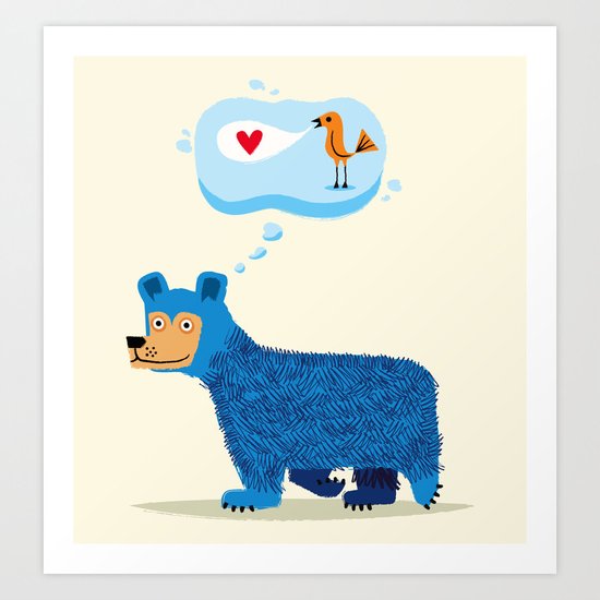 Bear Thinks Of Bird Art Print