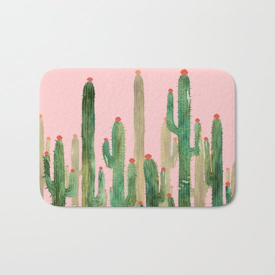 Cactus Four on Pink Bath Mat