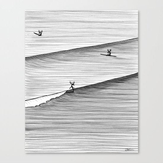 Hang Moose Black & White Canvas Print