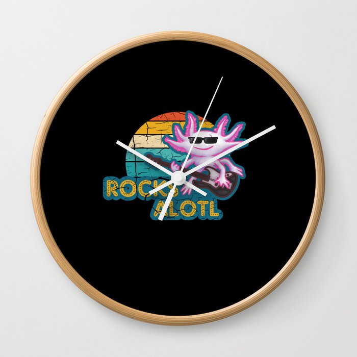 Rocksalotl Axolotl Guitar Rock Music Wall Clock