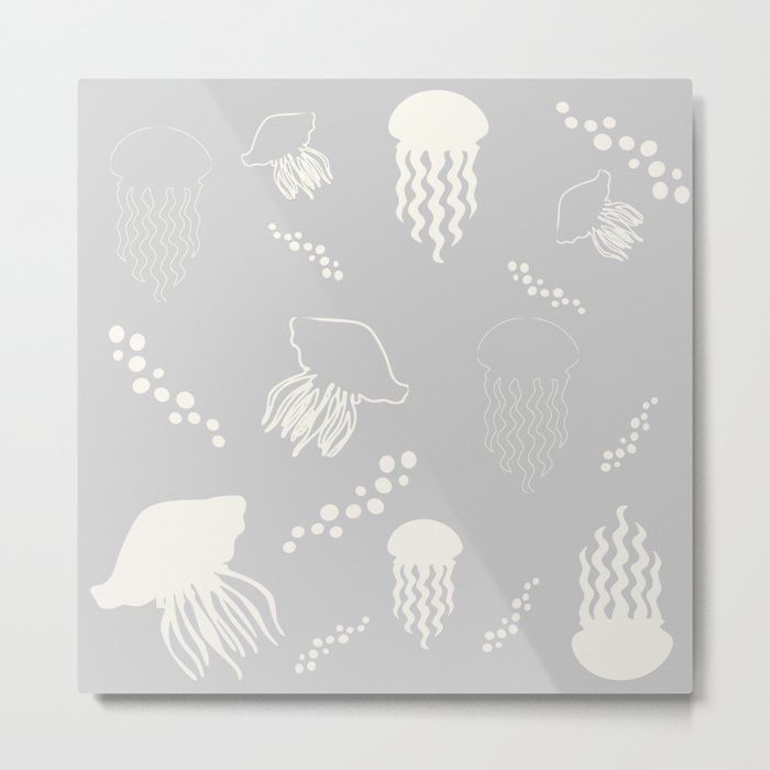 Jellyfish grey Metal Print