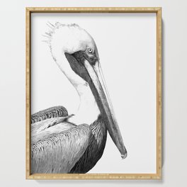 Black and White Pelican Serving Tray