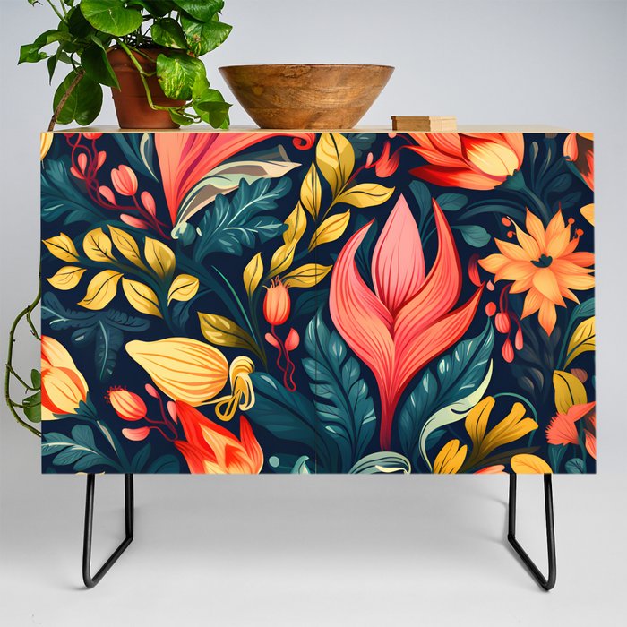 Exquisite Floral Interior Design - Embrace Nature's Beauty in Your Space Credenza