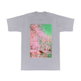 Monet : Bend in the River Epte 1888 Pink Green T Shirt | Waterliliesseries, Flowers, Impressionism, Monetseries, Oil, Nature, Vintage, Digital, Pond, Purevintagelove 