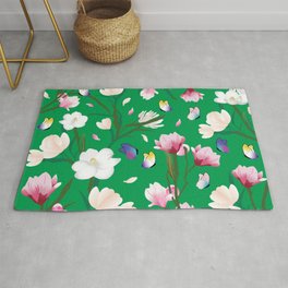 Happy Floral Land (Green) Area & Throw Rug