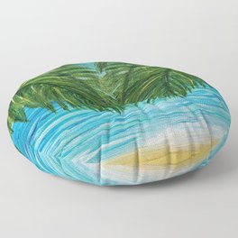 Acrylic Palm Trees and Ocean Shore Floor Pillow