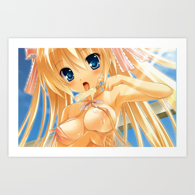 Nip Slip Hentai Girl Eating Ice Cream Ultra Hd Art Print By Hires