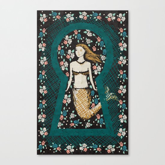 Mermaid Through The Keyhole 1 Canvas Print