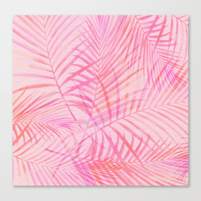 Soft Pink Palm Fronds Canvas Print
