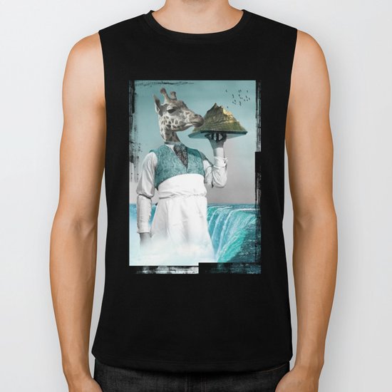 giraffe waiter with bombe alaska Biker Tank