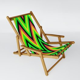 Chevron Design In Green Yellow Red Zigzags Sling Chair