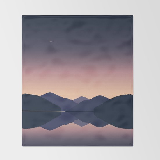 Mountain sunset reflection Throw Blanket