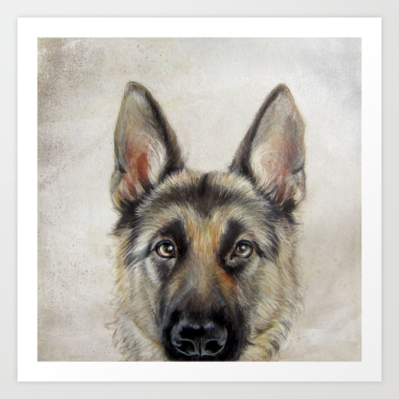 German Shepard Dog Illustration Original Painting Print Art Print