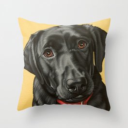 Black Labrador Retriever Portrait, Pop Art Lab Dog Painting Throw Pillow