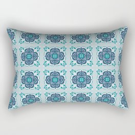 Mandala Tile Pattern - Blue and Mint Rectangular Pillow