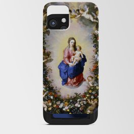 Virgen con Ángeles Flower Garland Mary with Angels iPhone Card Case
